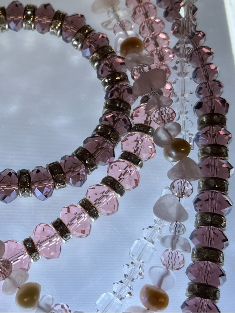 Curated Delicate Pink Crystal Beaded Necklace & Bracelet Bundle - Picture 3 of 5